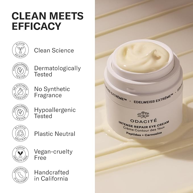 ODACITE Edelweiss Extreme Intense Repair Eye Cream - Anti-Aging Treatment with Carnosine Peptides for Youthful Eyes - Vegan Skincare - Sensitive Skin Friendly - For All Skin Types - 0.51 oz-VivaGrace Women