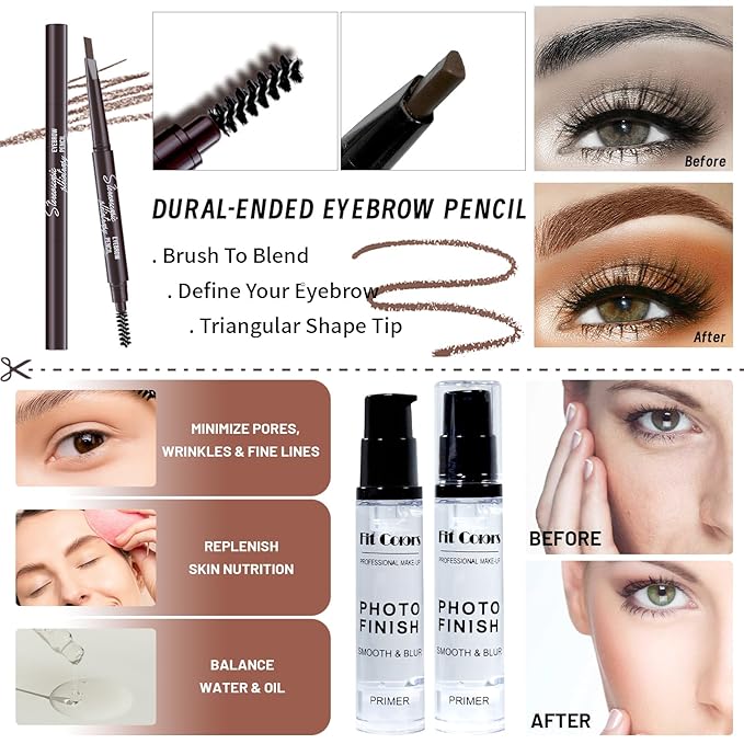 Makeup Set Present Multipurpose Makeup Kit for Women Girls Teens,- CC Cream Foundation Eyeshadow Primer Counter Stick Concealer Lip Gloss Eyeliner Pencil Mascara Makeup Brush & Sponges-VivaGrace Women