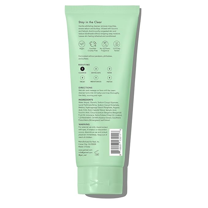 Rael Blackhead Remover, Miracle Clear Clay Mask, Exfoliating Face Wash, Pore Minimizer, Gentle and Hydrating, with Tea Tree, Vegan, Korean Skin Care (3.3 fl oz)-VivaGrace Women