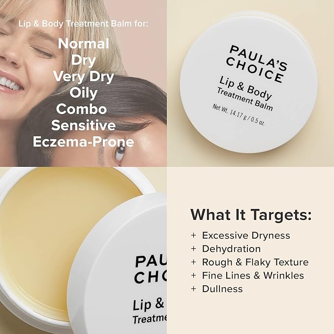 Paula's Choice LIP & BODY Emollient Treatment Balm, Beeswax & Shea Butter, Moisture for Eczema-Prone & Dry Skin, 0.5 Ounce-VivaGrace Women