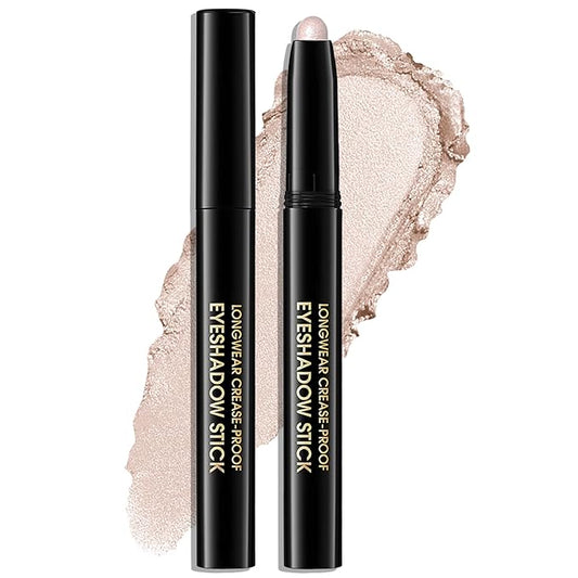 Eyeshadow Stick Shimmer Waterproof Long Wear Eye Brightener Cream to Powder Glitter Eye Shadow Crayon High Pigmented Highlighter Eye Liner Pencil Makeup Crease-Proof Buildable Color, 6 OYSTER-VivaGrace Women