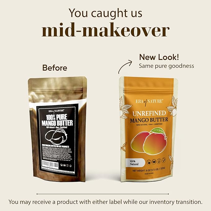 era of nature Organic Unrefined Raw Mango Body Butter Block 8oz - Moisturizing Mango Seed Raw Butter Bar for Skin & Hair, DIY Lip Balm Base, Cream, Soap & Lotion Making Supplies Kit, Personal Skincare-VivaGrace Women