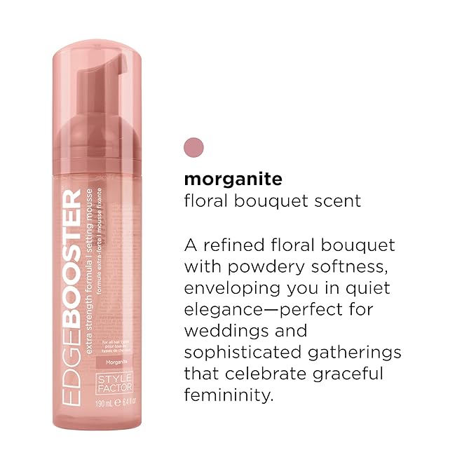 Style Factor EDGE BOOSTER Extra Strength Setting Mousse โ Frizz Control, Extra Volume, and Conditioning โ 6.4oz Morganite Mousse for Curly Hair