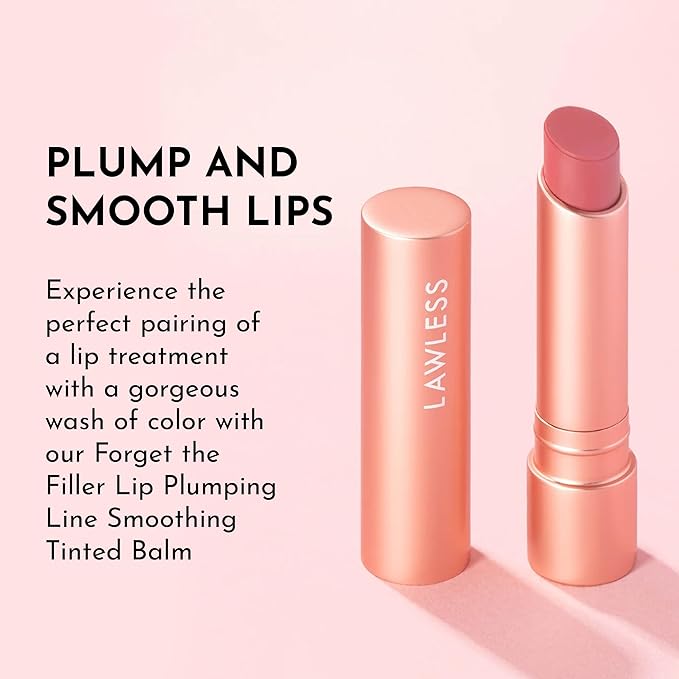 Lawless Forget the Filler Lip Plumping Line Smoothing Tinted Balm - Posey - Premium Tinted Lip Balm with Natural Ingredients to Plump and Smooth Lips for a Firmer, Fuller Look - 0.09 oz-VivaGrace Women