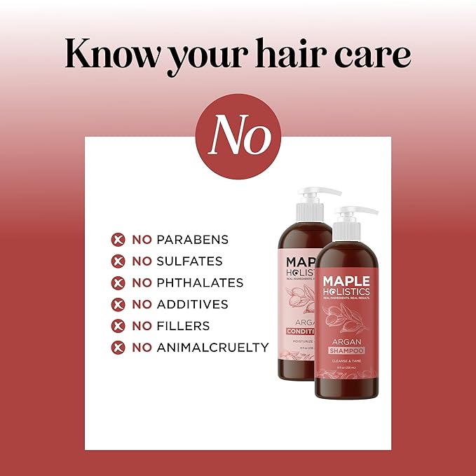 Argan Oil Shampoo and Conditioner for Dry Hair - Paraben and Sulfate Free Shampoo and Conditioner Set for Dry Hair Frizz Curl Care and Split Ends - Moisturizing Argan Shampoo and Conditioner Set-VivaGrace Women