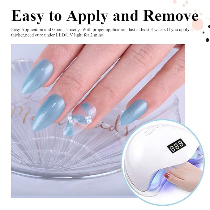 Imtiti Pearl Gel Nail Polish, 1 Pcs 15ml Light Blue Color Soak Off LED Long-Lasting Nail Gel Polish Nail Art Starter Manicure Salon DIY at Home, 0.5 Fluid Ounces