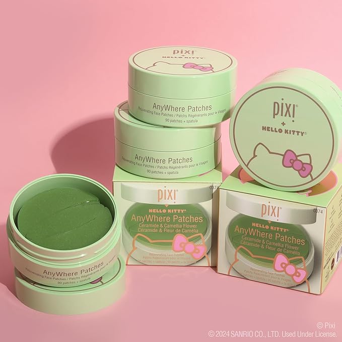Pixi + Hello Kitty AnyWhere Patches, Multipurpose Hydrogel Under-Eye Patches, Hyaluronic, Caffeine & Retinol Eye Patches For Under Eyes, Revitalize Eye Area, 45 pairs / 90 Patches-VivaGrace Women