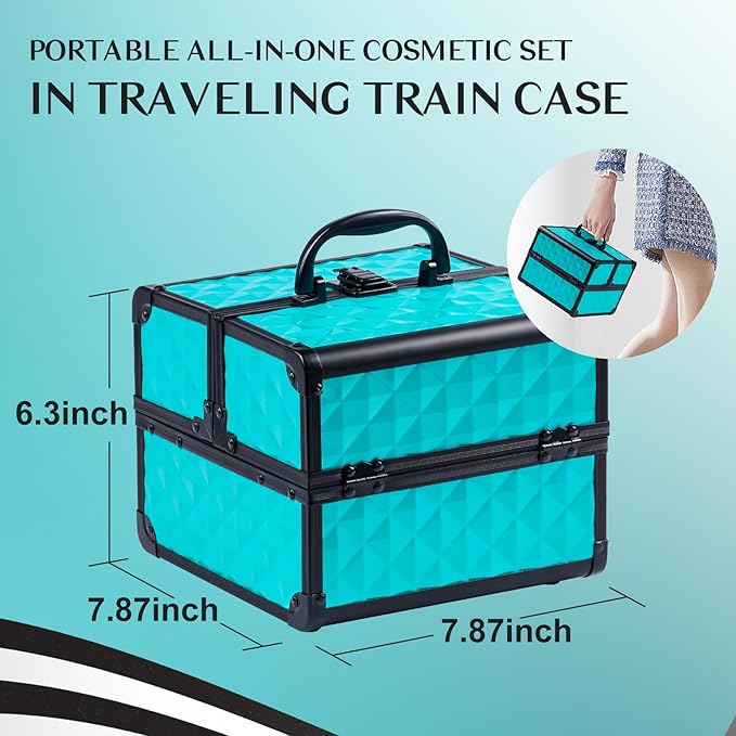Color Nymph All In One Makeup Kit Comestics Gifts for Girls Teens, Travel Makeup Set 4 Trays Train Case for Beginner Includes Eyeshadow Highlighter Lipgloss Blush Concealer Brush Eyeliner Lipbalm-VivaGrace Women