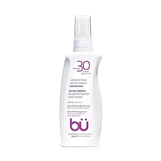 BU SPF 30 Sunscreen Spray for Face and Body, Non Aerosol Spray, Ultrafine WOWmist, TSA Travel Size Sunscreen, Clear, Non Greasy, Water Resistant, White Sage 3.3 oz-VivaGrace Women