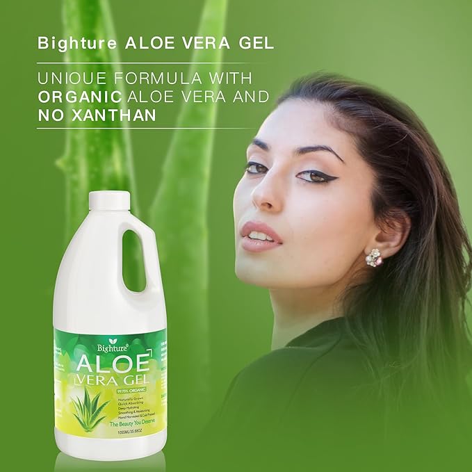 Aloe Vera Gel, 100% Aloe Vera Extracted from Freshly Cut Pure Aloe Leaves, Pure Aloe Vera Gel for Skin Care like Deeply Soothing, Firming, After Shave, Sunburn Relieve(Family Pack)-VivaGrace Women