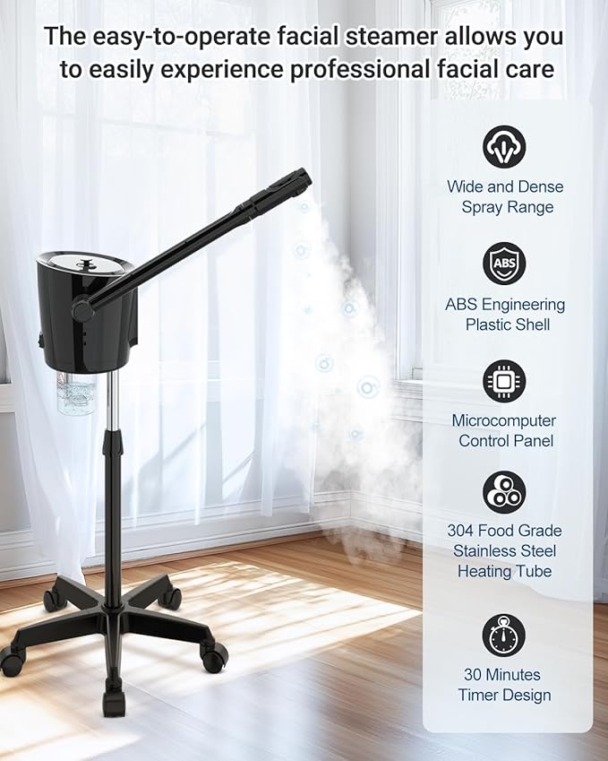 Kingsteam Professional Facial Steamer with Ozone - Ionic Nano Hot Mist Steamer with Large Capacity and 30-Min Timer for Estheticians, Beauty Salons, and Home Skin Care Use-VivaGrace Women