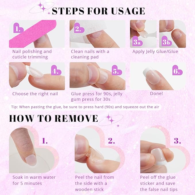 Mermaid Pink Press on Nails Short, Jofay Fashion Soft Gel Fake Nails, Cute Press on Nails, Reusable & Natural Acrylic False Nails, Stick on Nails for Women Girls Gift, Glue on Nails Kit 32 Pcs