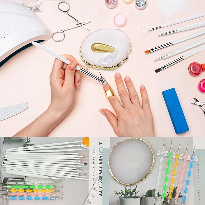 22 Pack Resin Art Palette, Makeup Mixing Palette, Gold Edge Nail Art Tool Gel Design Nail Art Makeup Mixing Tray DIY-VivaGrace Women