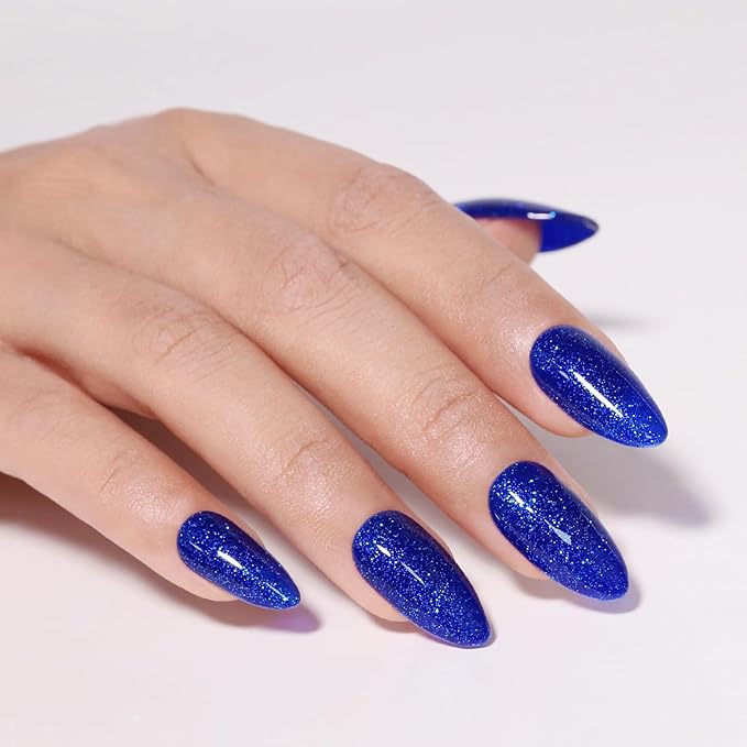 Imtiti Glitter Deep Blue Gel Nail Polish, 0.5 fl oz Shimmer Sea Blue UV/LED Soak Off for Spring and Summer Nail Design