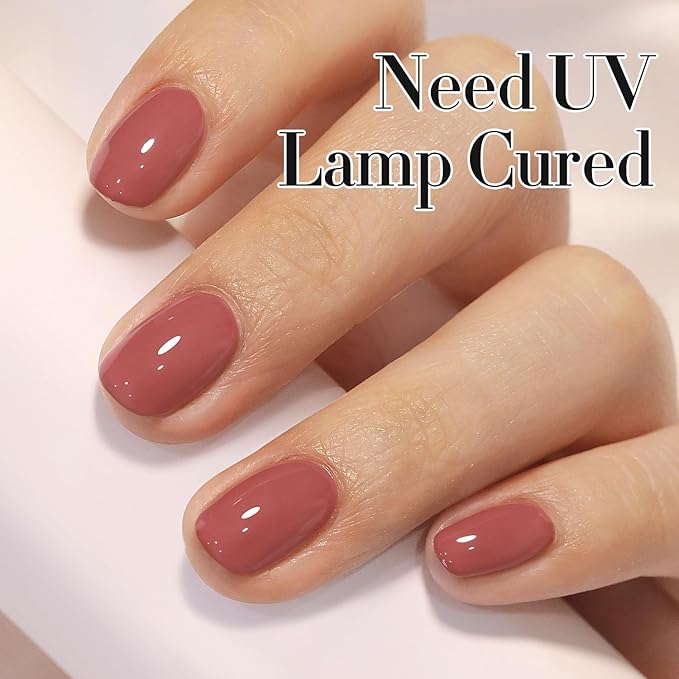 Double Rhythm 0.50 OZ Gel Polish Hema Free Same Color Same Bottle Golden Round Translucent Neutral Natural Milky 15 ML Jelly UV Polish Art DIY at Home (Brown Red-C1561)