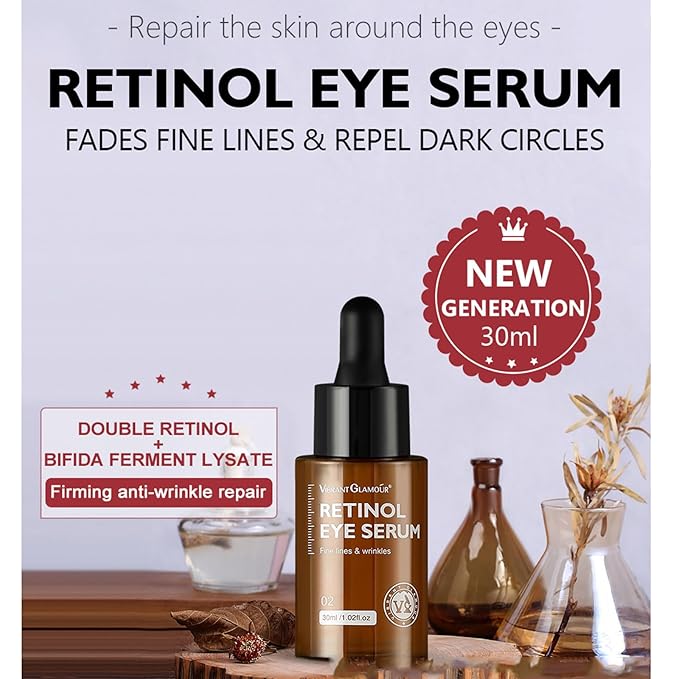 Retinol Eye Serum Anti Aging Under Eye Cream Visibly Reduces Wrinkles Fine Lines in 4-8 Weeks - Tightening Firming with Double Retinol 30ml-VivaGrace Women