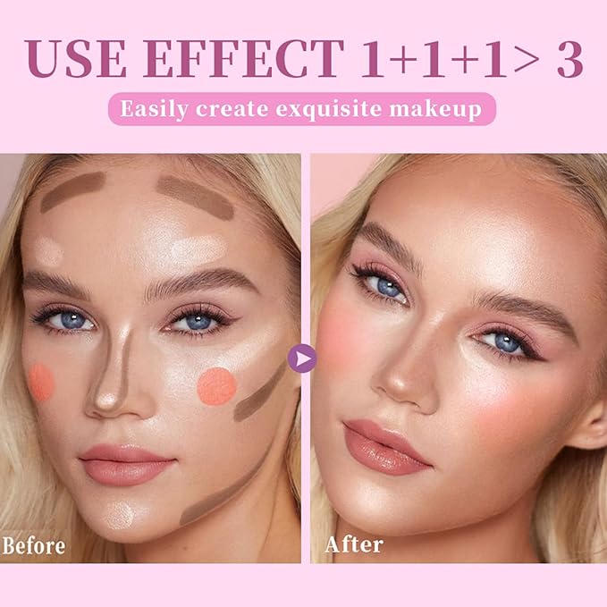 Matte Dewy Liquid Blush, Silky Smooth Cream Soft Blush Stick Natural Matte Finish, Long-Lasting Waterproof and Sweat proof Blush Stick Makeup for Cheek Lip eye, Cruelty-free,01 Pink-VivaGrace Women