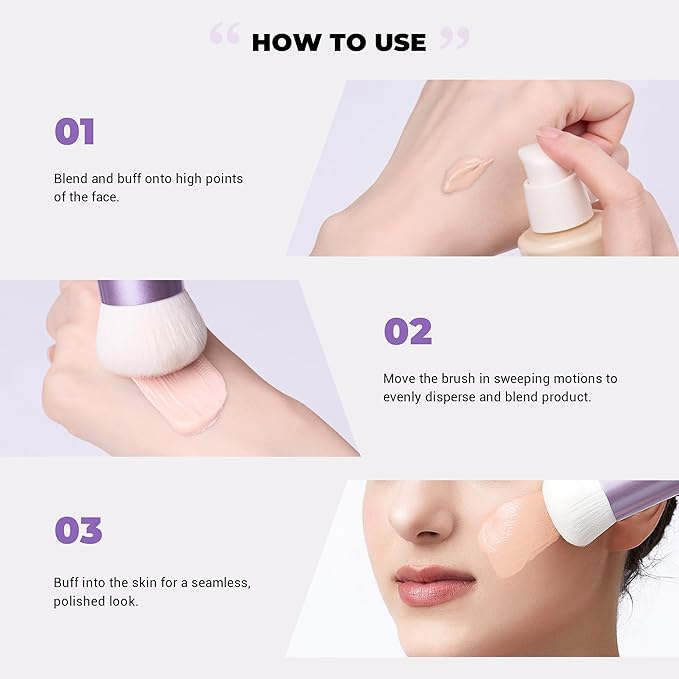 Jessup Professional Foundation Brush for Liquid, Cream and Powder, Large Dense Face Makeup Brush for Natural Flawless Finish, Luxury Purple AS004-VivaGrace Women