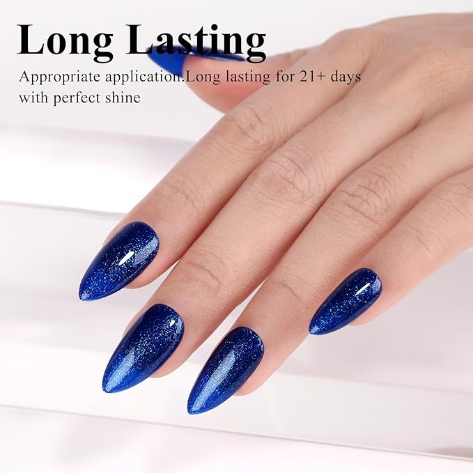 Imtiti Gel Nail Polish, Glitter Navy Blue Gel Polish, UV LED Soak Off Color Gel Polish for Manicure Salon or DIY Nail Art at Home, 0.5 Fl Oz