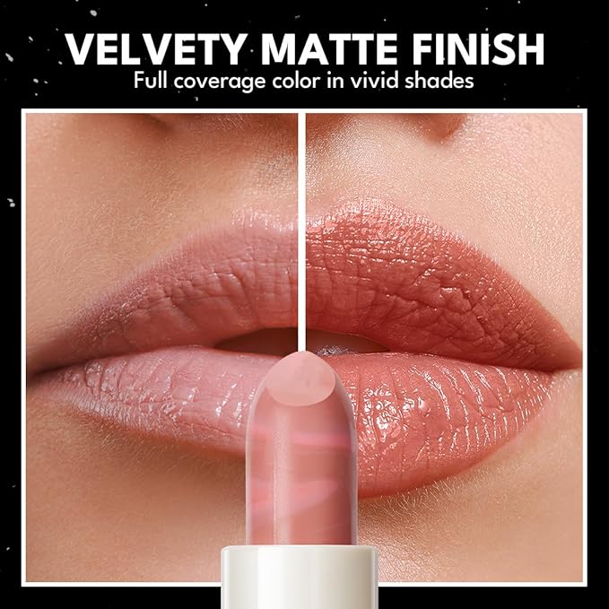 2PCS Marbled Matte Lip Stick Makeup - Velvety Finish | Naked-lip Feel, Full Coverage, D001+D003-VivaGrace Women