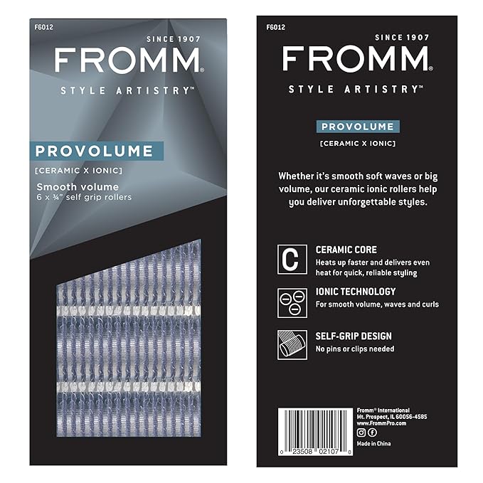 Fromm ProVolume .75" Self-Grip Ceramic Ionic Thermal Hair Rollers, 6 Count Small Salon Quality Hair Curlers for Short, Medium and Long Hair-VivaGrace Women