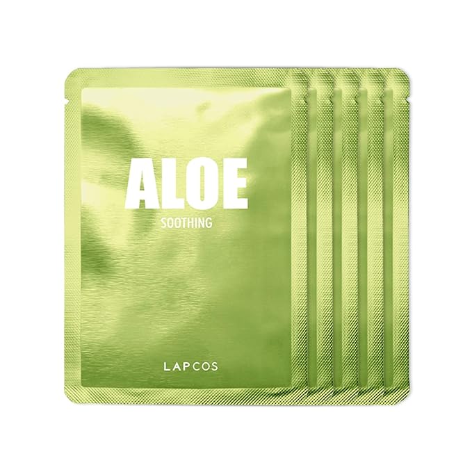 LAPCOS Aloe Sheet Mask, Daily Face Mask with Cucumber and Aloe Gel to Calm and Moisturize Skin, Korean Beauty Favorite, 5-Pack-VivaGrace Women