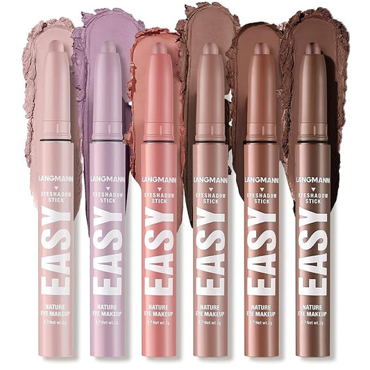 Jolilab Eyeshadow Stick Set, 6 Colors Matte Professional Bright-Colored Contouring and Highlight Stick, Cream Waterproof Long Lasting High Pigmented Eye Shadow. (6, Set A)-VivaGrace Women