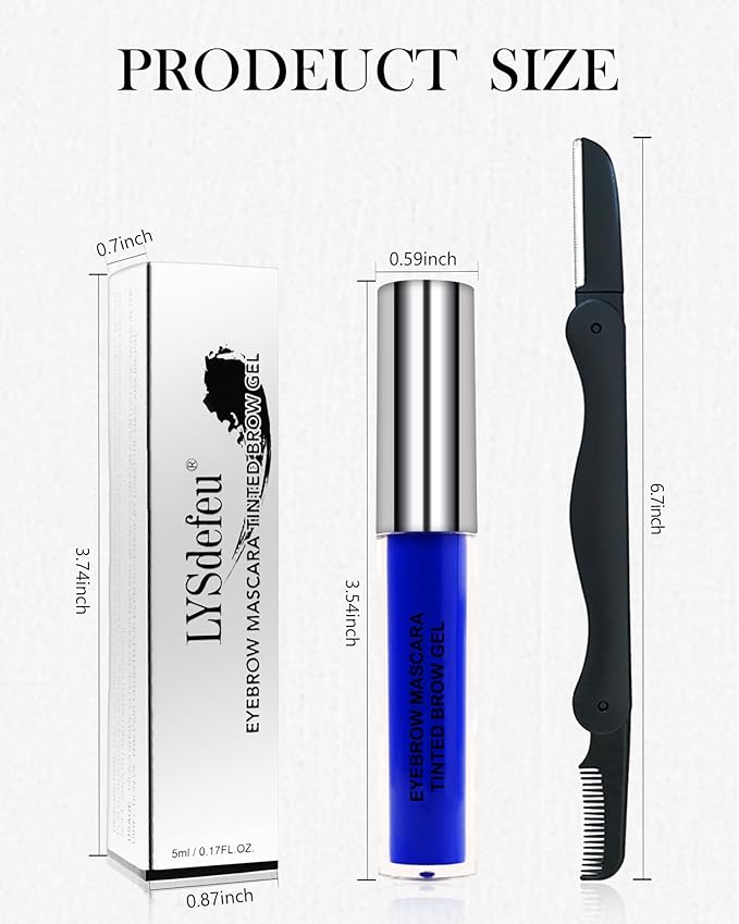 Tinted Eyebrow Mascara Gel- 1Pcs Long-lasting Waterproof Smudge-proof Blue Brow Glue Colored Liquid Mascara,Tinted Brow Filler Curling Mascara, Women's Day Eye Makeup Gift for Women Girl-07-VivaGrace Women