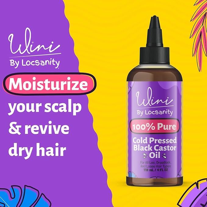 Locsanity Wini Pure 100% Cold Pressed Jamaican Black Castor Oil For Hair and Skin, 4 Fl Oz-VivaGrace Women