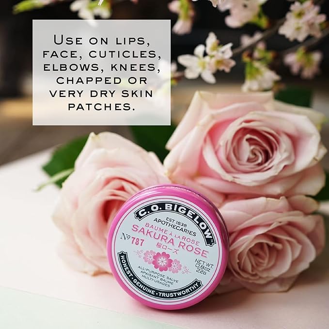 C.O. Bigelow All Purpose Salve Lip Balm Tins, Sakura Rose Salve Pack of 3 for Chapped Lips & Dry Skin - Moisturizing Lip, Cuticle and Skin Salves, 0.8 oz each-VivaGrace Women