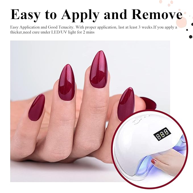 Imtiti Red Gel Nail Polish, 1 Pcs 15ml Pearl Red Color Soak Off LED Long-Lasting Nail Gel Polish Nail Art Starter Manicure Salon DIY at Home, 0.5 Fluid Ounces