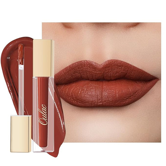 Oulac Matte Liquid Red Lipstick for Women, Orange Tone Red Long Lasting Lipstick, Waterproof Lip Stain, No Transfer, Creamy High Pigmented Formula with Vitamin E, Vegan & Cruelty-Free M21-VivaGrace Women
