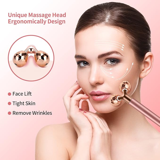 2-in-1 Face Massager Roller Electric Face Roller, 3D Roller and Crescent-Shape Face Massager Kit for Face Skin Care Tools-VivaGrace Women