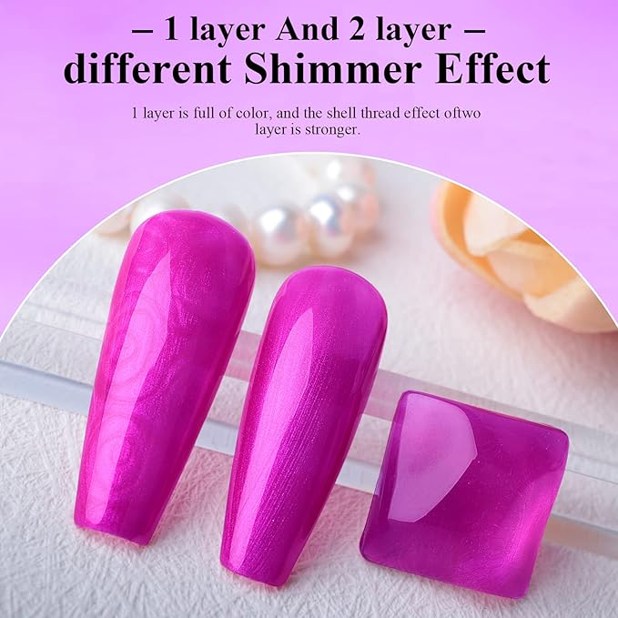 Imtiti Pearl Gel Nail Polish, 1 Pcs 15ml Coral Violet Pink Color Soak Off LED Long-Lasting Nail Gel Polish Nail Art Starter Manicure Salon DIY at Home, 0.5 Fluid Ounces
