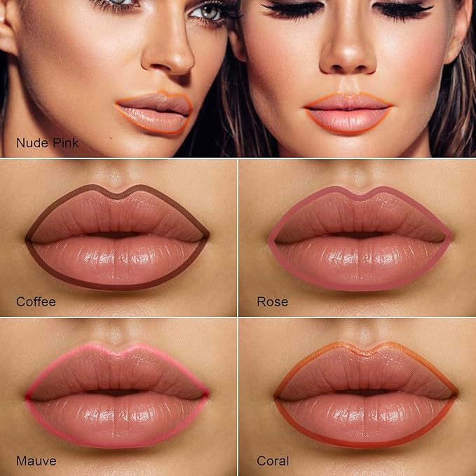 Peel Off Lip Liner Stain - Long Lasting Natural Lip Stain Transfer-proof Lip Liner, Moisturizing Waterproof Lip Gloss Stain, Highly Pigmented Color for All Skin, Ideal Gifts for Women (Nude Pink)-VivaGrace Women