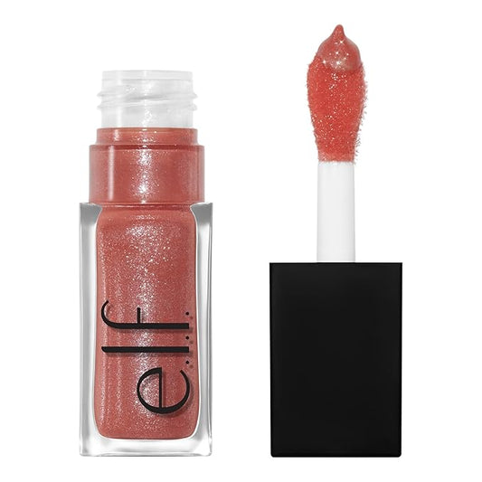 e.l.f. Glow Reviver Lip Oil, Nourishing and Hydrating with High-Shine Glimmer Finish & Sheer Wash Of Color, Minty Scent, Non-Sticky, Vegan & Cruelty-free, Princess Cut-VivaGrace Women