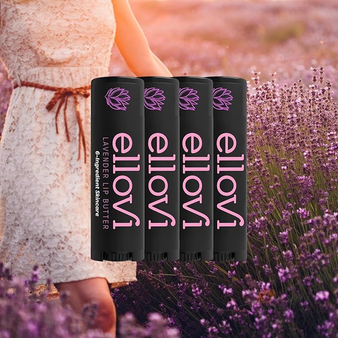Natural Lip Butter Lip Balm - Lavender - Pure Enough to Eat - Made With Just 6 Vegan Ingredients - 100% Natural & Organic Moisturizing Lip Care for All Day Hydration (4-Pack)-VivaGrace Women
