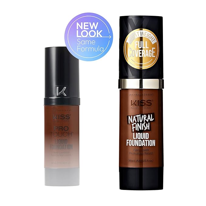 Kiss New York Professional Liquid Foundation - Lightweight and Hydrating Formula, Natural Finish, Control Shine, Cover Pores, Medium to Full Coverage, Green Tea Extract (Sienna)-VivaGrace Women