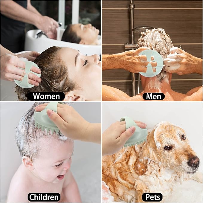 Hair Scalp Massager Shampoo Brush Silicone Scalp Scrubber Head Scrubber Exfoliating Brush - Green-VivaGrace Women