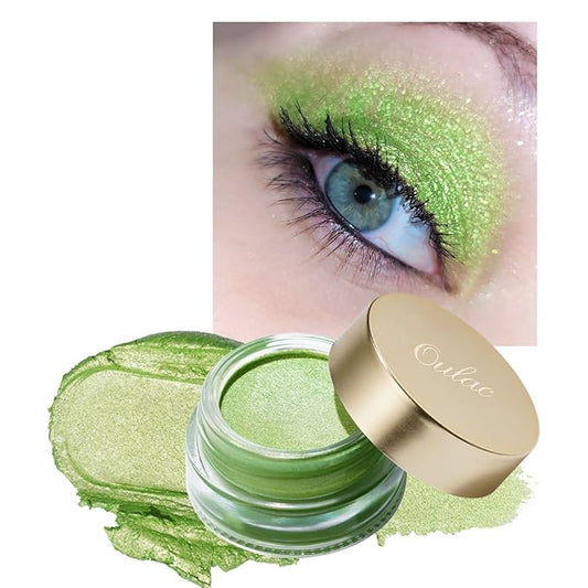 Oulac Lime Green Eyeshadow-Green Glitter Eyeshadow Highly Pigmented Waterproof & Long Lasting for Women with Moisturizing Formula. Multi-use for Highlighter. 6g (15)-VivaGrace Women