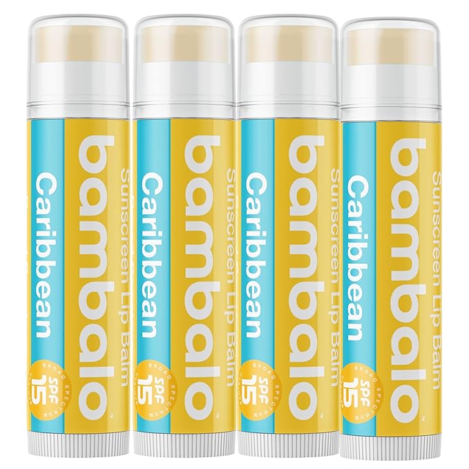 4-Pack Caribbean SPF 15 Lip Balm - Organic Ingredients, Broad Spectrum UVA/UVB Protection - Hydrating & Moisturizing, USA Made-VivaGrace Women