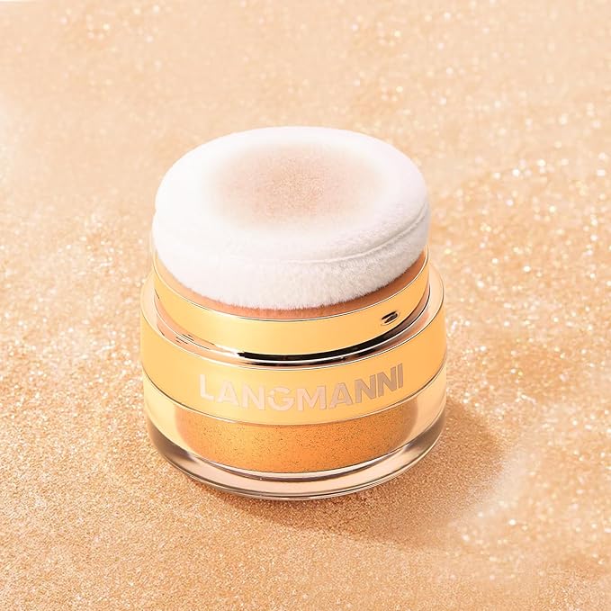 Glitter Body Highlighter Powder Body Shimmer Sparkle Face Brightening Highlighter Powder for Face Eyes Body Glow Makeup With sponge head(Purple)-VivaGrace Women