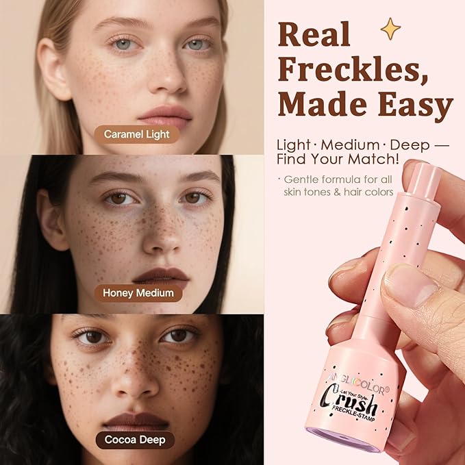 Faux Freckle Stamp, Freckle Pen Waterproof – Faux Freckles Maker for Natural Sun-Kissed Look, Quick-Dry & Long-Lasting, Easy One-Press Application, Cute & Trendy Gift for Women & Girls - 03 Deep-VivaGrace Women