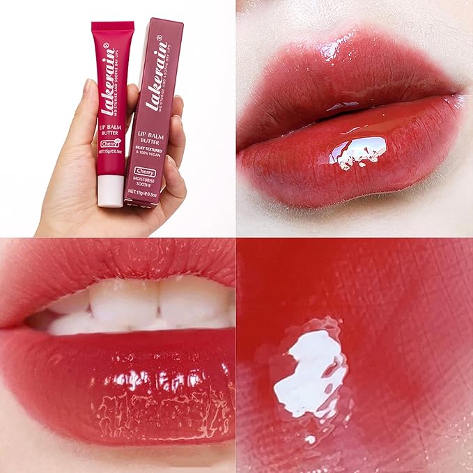 Lip Butter Balm, Day/Night Hydrating Lip Mask, Moisturizing Lip Balm Butter, Ultra-Nourishing Lip Care Moisturizer, Lip Butter Gloss Shine Lip Glow Oil Makeup#5 Cherry-VivaGrace Women