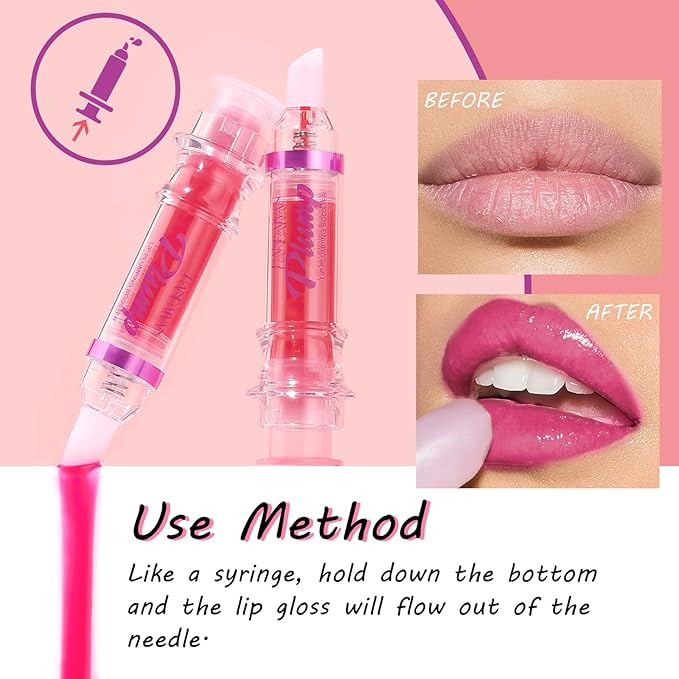 Lip Plumper Gloss Booster 3 Colors Set,Natural Pout Lip Plumping Oil and Lip Care Serum Enhancer Lifter Gloss for Fuller Moisturizing Hydrating&Reduce Fine Lines Nourishing Lips Mask Makeup-VivaGrace Women