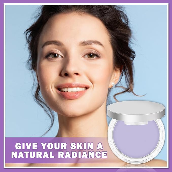 AIUEO Lavender Matte Setting Powder Sunscreen Powder Oil Control Blurring Pressed Powder Refreshing and Comfortable Purple Face Powder Makeup, Polvo Compacto De Maquillaje-VivaGrace Women