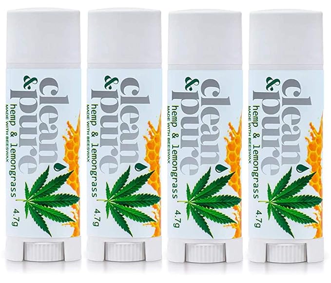 Lip Balm 4-Pack (Hemp & Lemongrass) | Lip Care Set With 100% All Natural Beeswax and Vitamin E Oil-VivaGrace Women