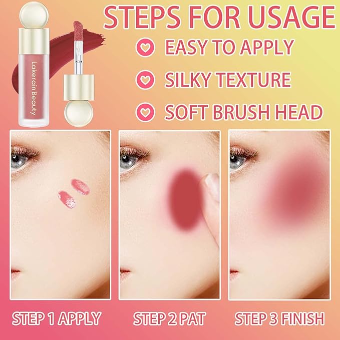 Liquid Blush,Natural Soft Cream Face Blush Matte Cheek Tint,Lightweight,Moisturizing,Waterproof,Long Lasting Face Blush Stick(4#)-VivaGrace Women