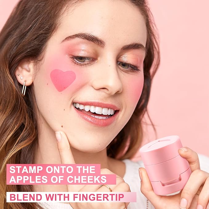 Boobeen Liquid Blush for Cheeks, Buildable & Blendable Face Blusher, Cheek Stamp Blush with Heart-shaped Applicator, Lightweight Air Cushion Blush for Velvet Matte Finish-VivaGrace Women