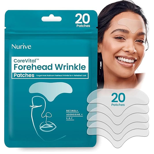 Advanced Wrinkle Patches 60ct Smile Line, Frown Line Wrinkle Patches for Facial Korean Skin Care Face Wrinkle Tape Invisible Overnight with Retinol & Collagen (Large (Forehead))-VivaGrace Women